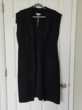 Sioni Black Knit Open Cardigan Duster